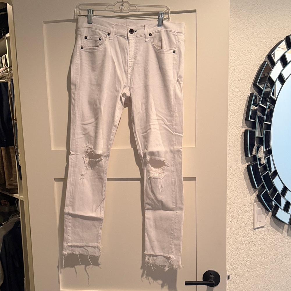 rag & bone White Distressed Women Jeans